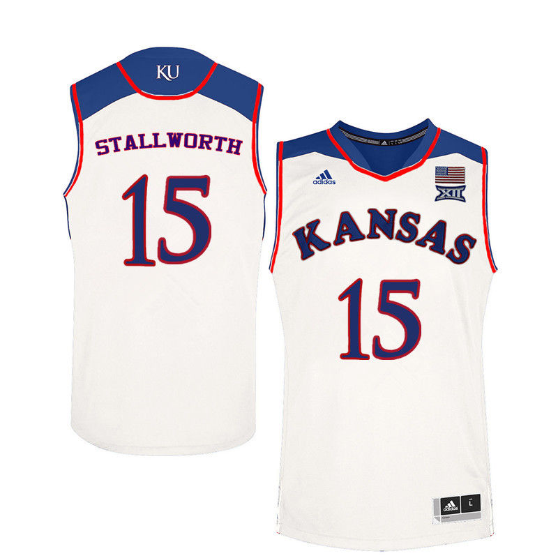 Men Kansas Jayhawks #15 Bud Stallworth College Basketball Jerseys-White